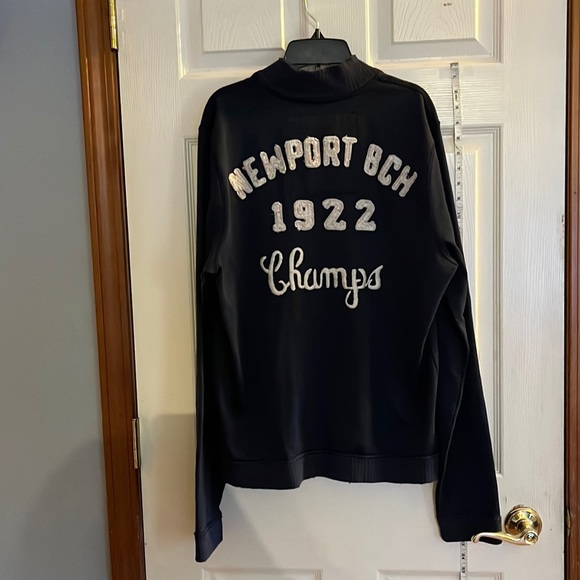 Hollister Other - Hollister-L-navy blue embroidered distressed, full zip 2 front pocket sweatshirt